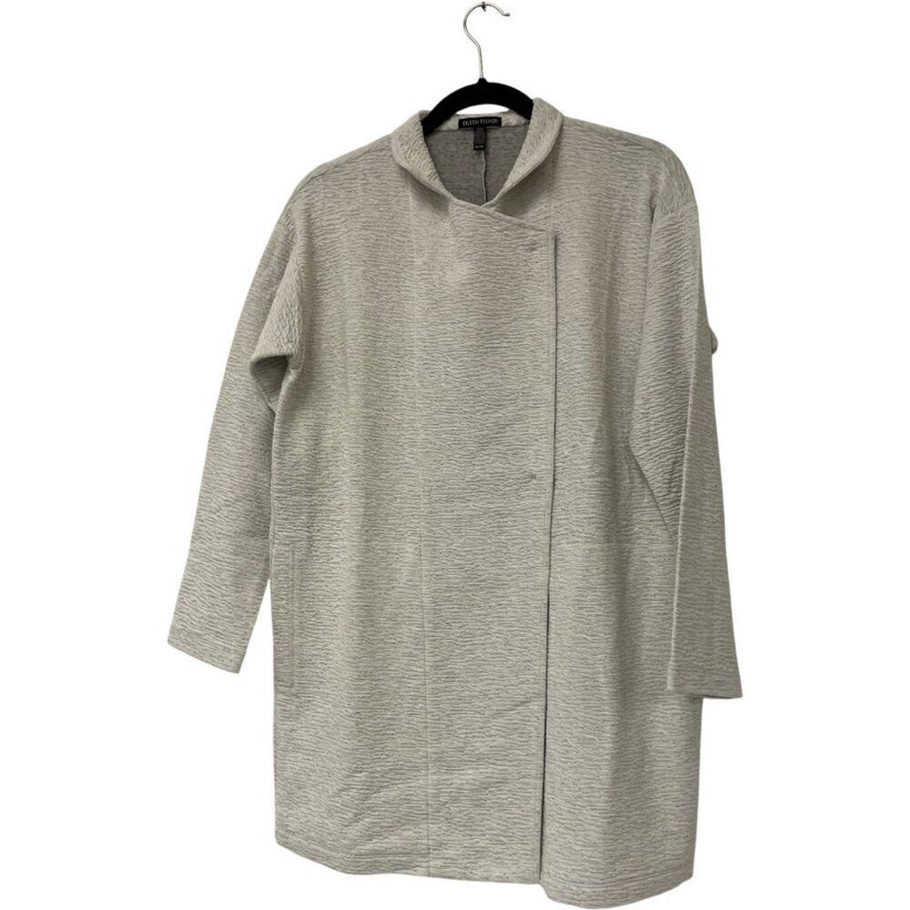 Eileen Fisher Womens Kimono Jacket XS Gray Long Sleeve Snap Button Lyocell Blend